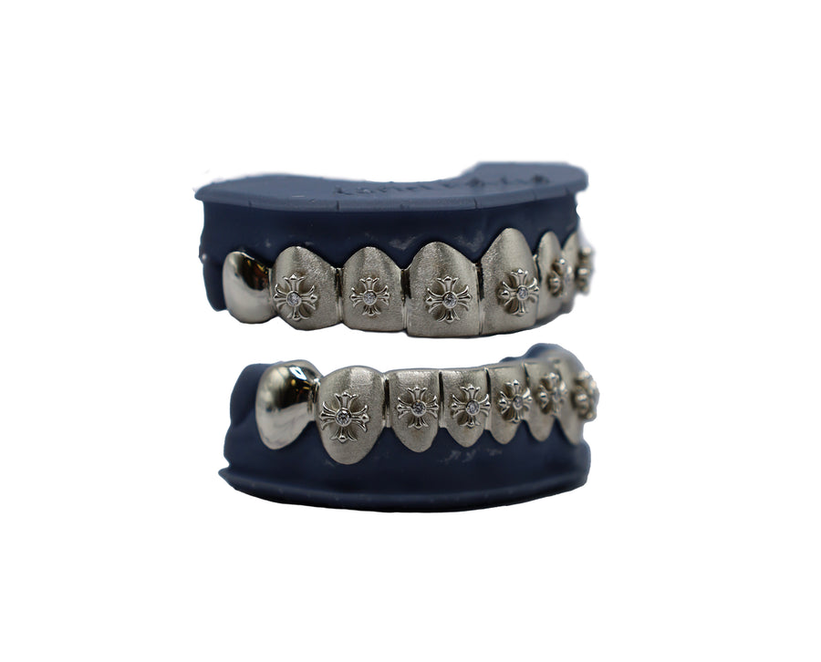 Chrome Hearts Grillz - Top 8 Bottom 8 3D Cross Grillz w Diamonds Combo
