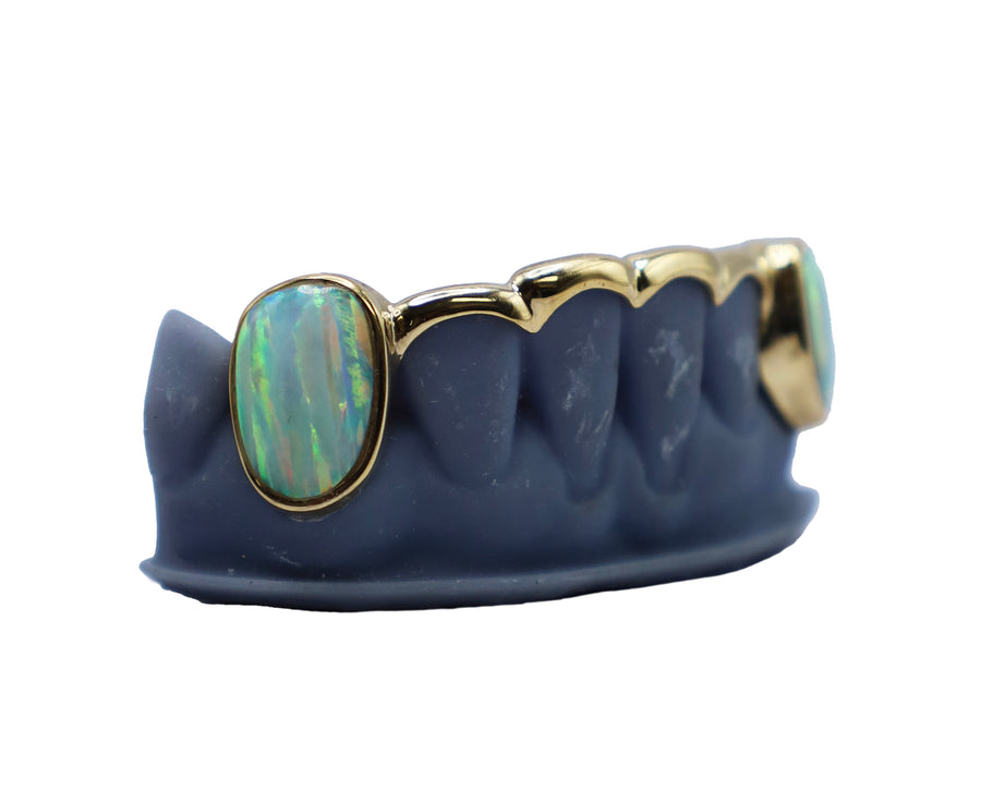 Curved Bridge Grillz w Opal Fangs