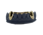 Curved Bridge Grillz w Solid Fangs Front View