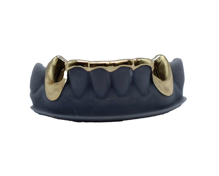 Curved Bridge Grillz w Solid Fangs Front View