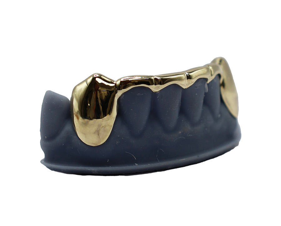Curved Bridge Grillz w Solid Fangs Side View