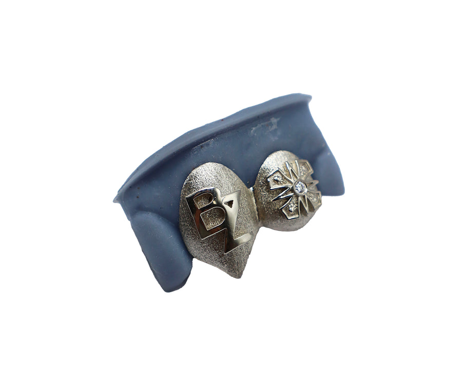 Diamond Dust Vampire Fang Grillz w 3D Logos