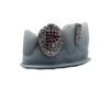 Diamond Fang Grillz w Ruby Letter and Diamond Gap Filler Side View