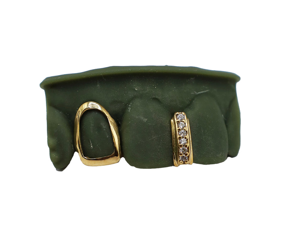Diamond Gap Filler Grillz w Gold Open Face