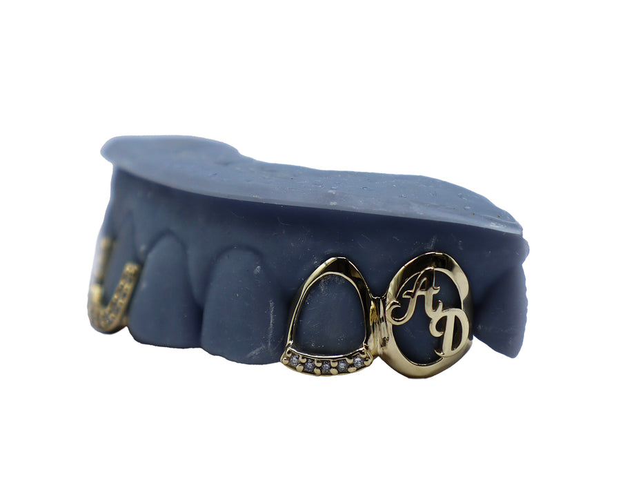 Diamond Gap Filler Grillz w Open Face w 3D Letters