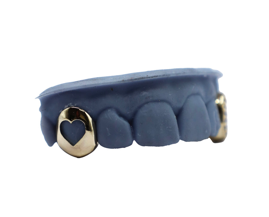 Diamond Open Face Fang Grillz w Heart Cut Out