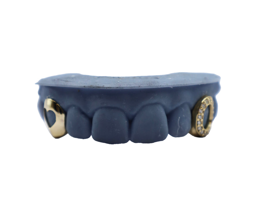 Diamond Open Face Fang Grillz w Heart Cut Out