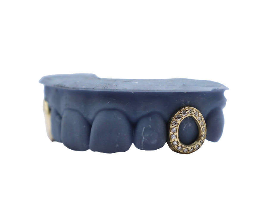 Diamond Open Face Fang Grillz w Heart Cut Out