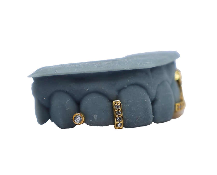 Diamond Open Face Grillz w Diamond Gap Filler Combo Right View