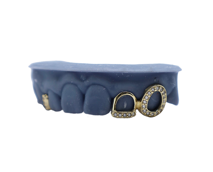 Diamond Open Face Grillz w Diamond Gap + Tip