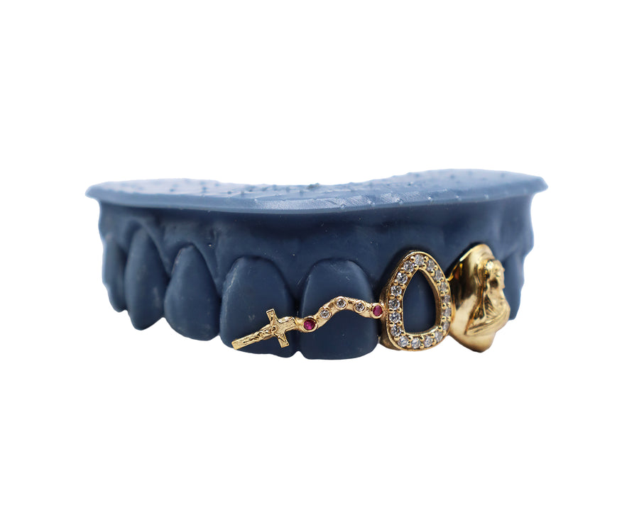 Diamond and Ruby Rosary Grillz w 3D Mary Fang