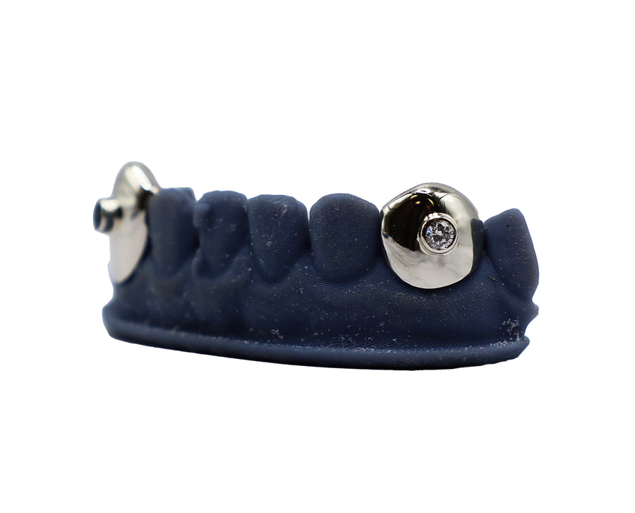 Fang Grillz w Bezel Set Diamoond and Sapphire