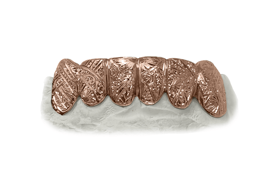 Bottom 6 Hand Engraved Grillz (Rose Gold)