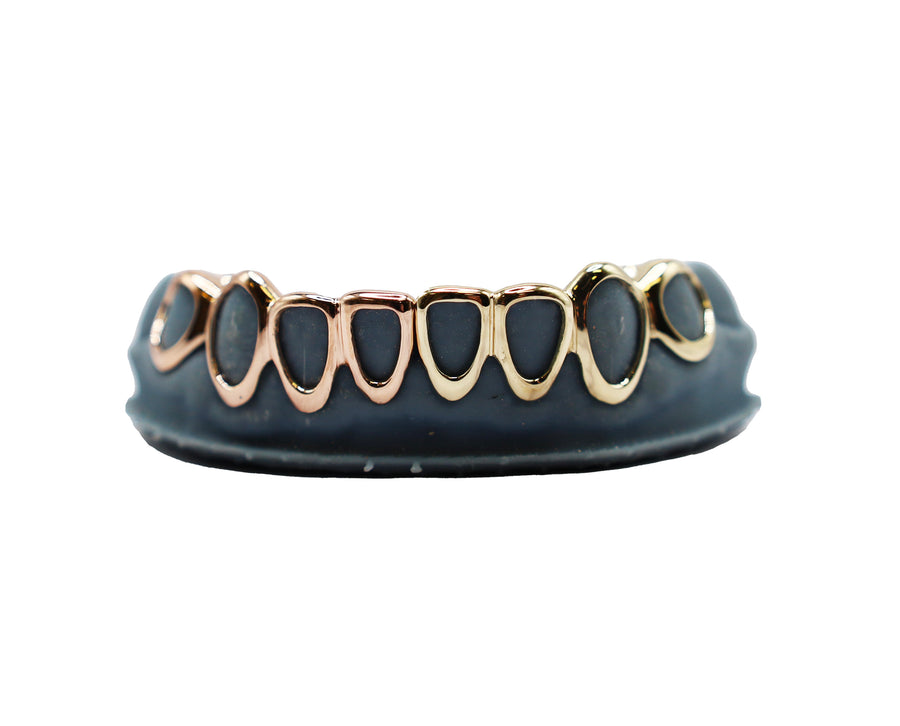 Bottom 8 Two Tone Open Face Grillz