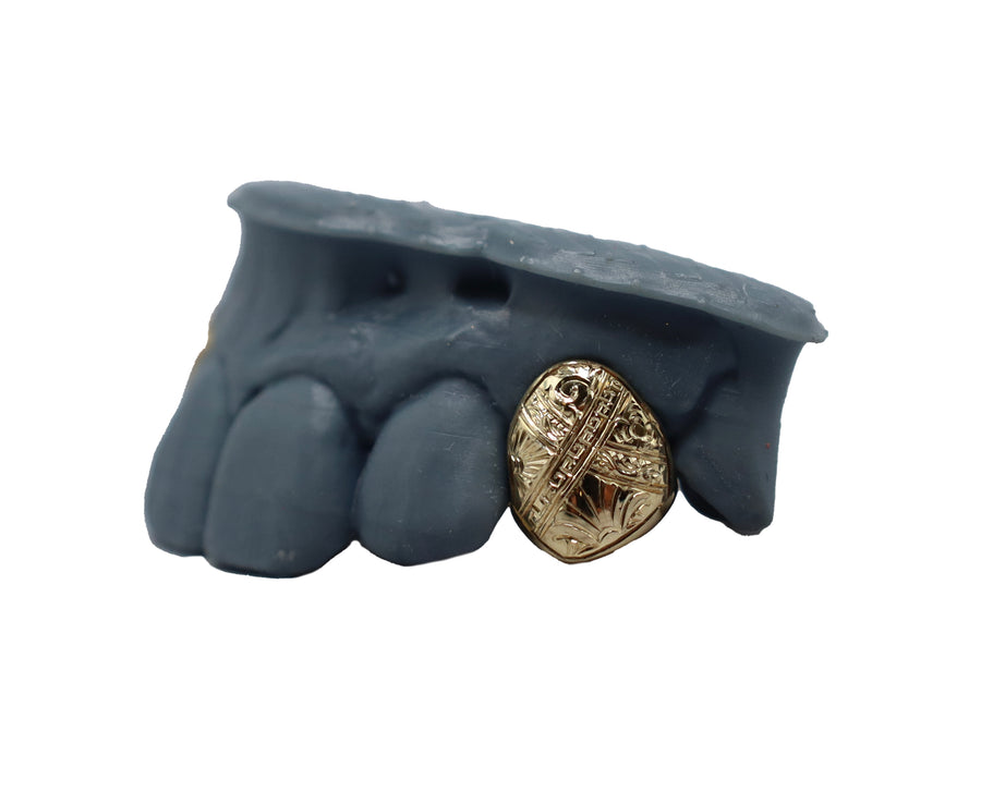Hand Engraved Fang Grillz Yellow Gold