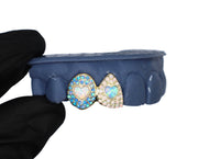 Opal Heart Double Cap Grillz White Gold