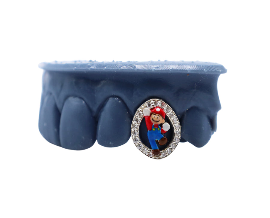 Custom Diamond Open Face Grillz w 3D Enamel