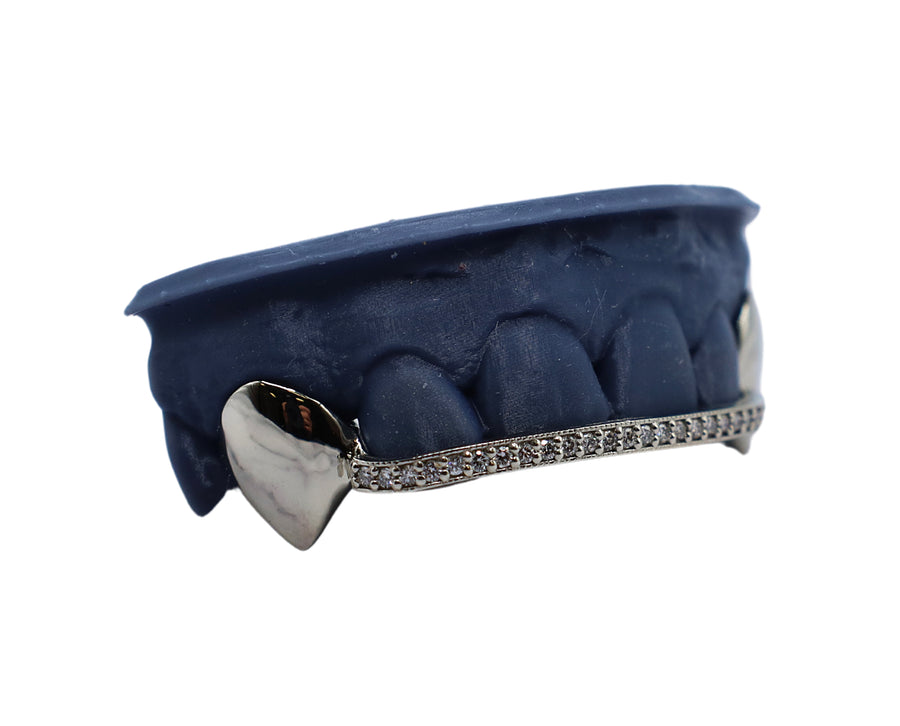 Top Diamond Bridge Grillz w Sharp Fangs