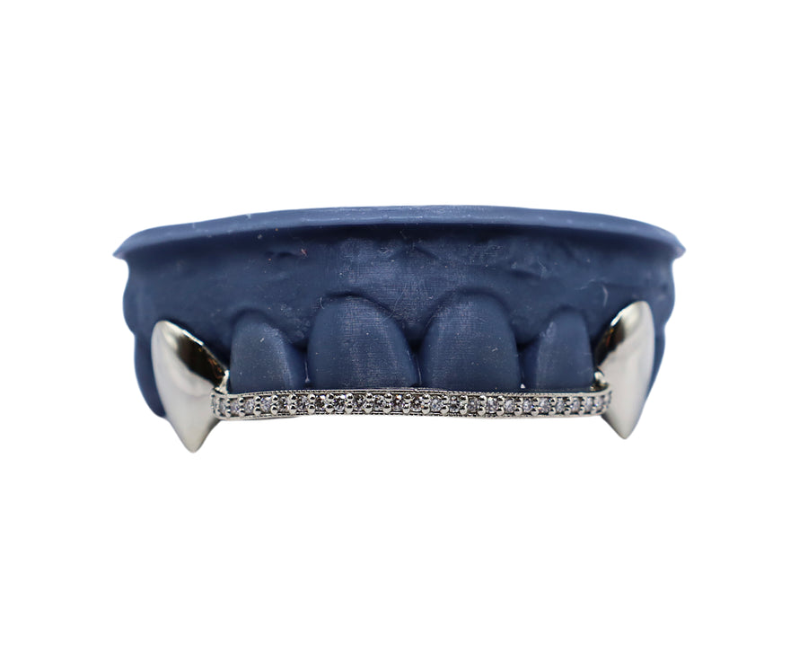 Top Diamond Bridge Grillz w Sharp Fangs
