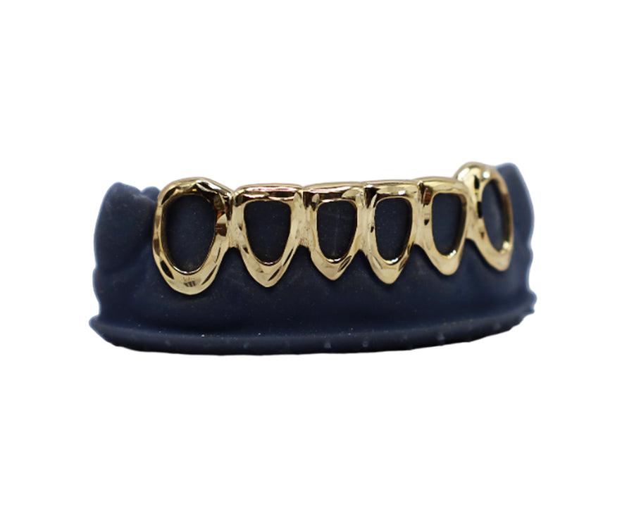 Bottom 6 Open Face Grillz w Diamond Cuts