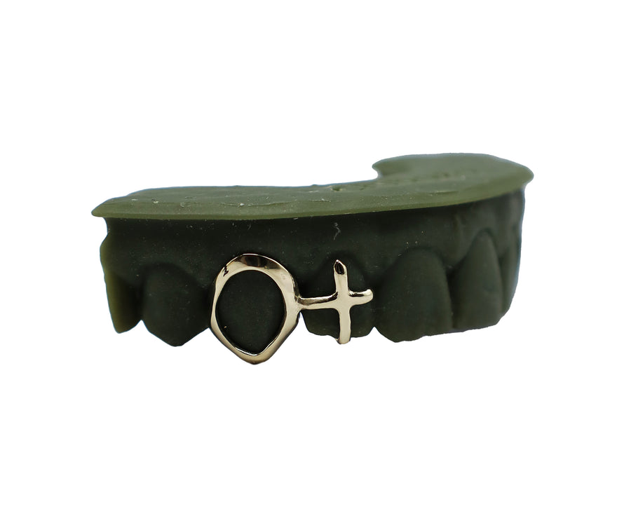Open Face Fang Grillz w 3D Floating Cross