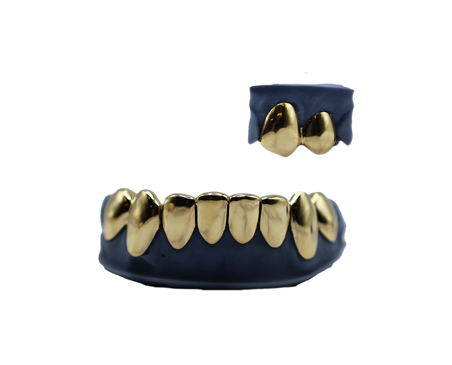 Bottom 8 Grillz w Top Two Tooth Double Cap