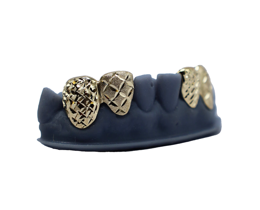 Bottom 4 Grillz w Diamond Cuts and Diamond Dust