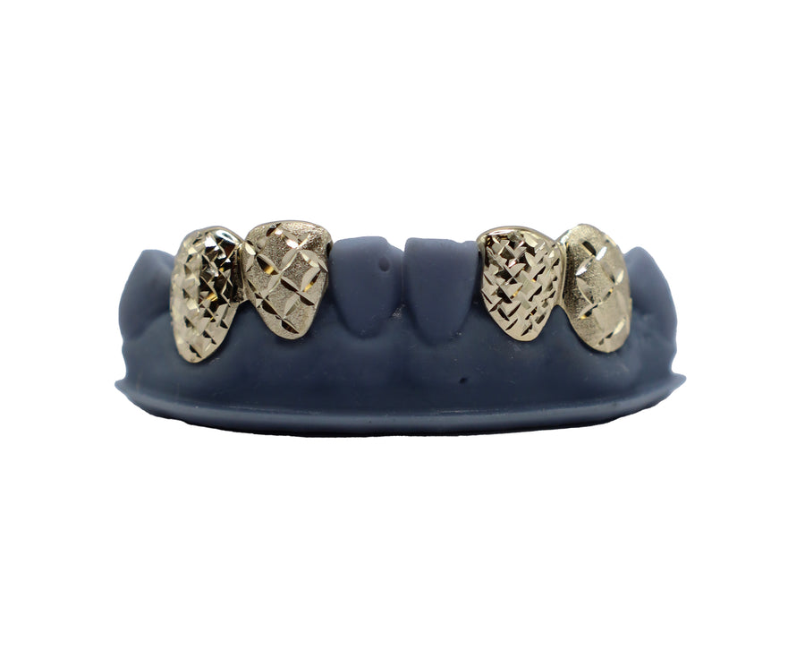 Bottom 4 Grillz w Diamond Cuts and Diamond Dust