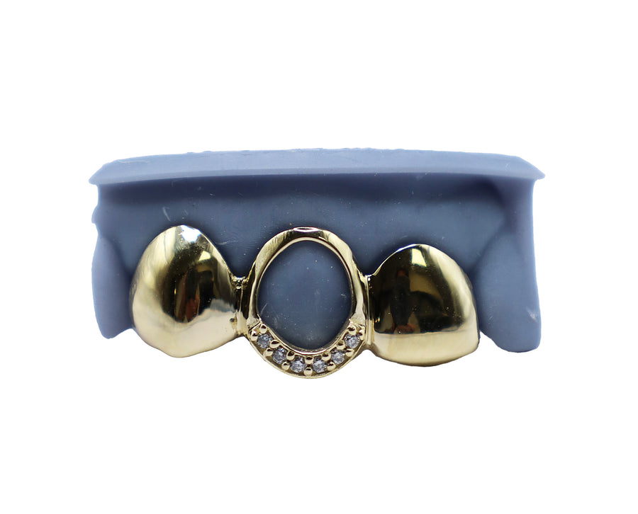 3 Tooth Grillz w Open Face w Diamond Tip