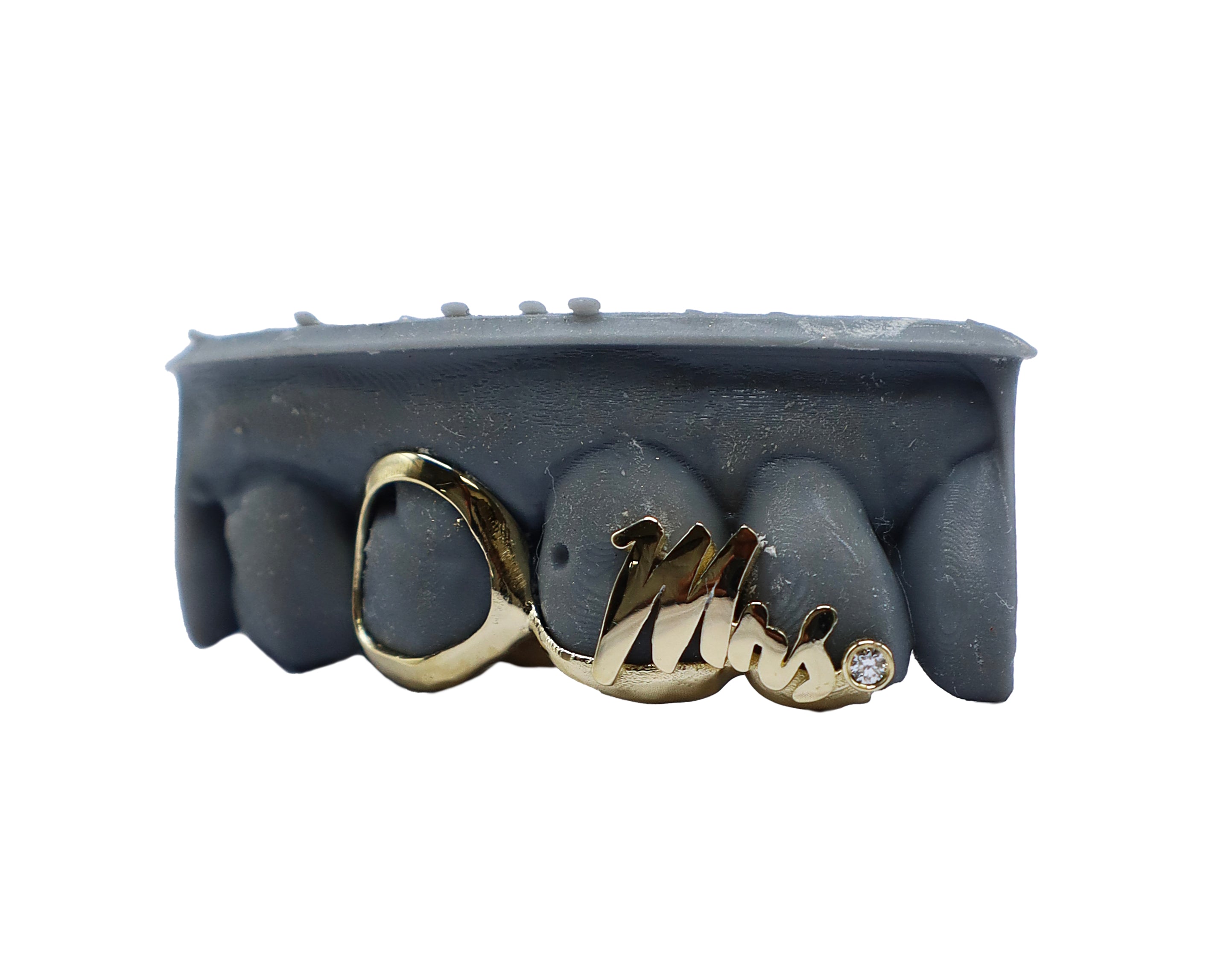Mrs Grillz w 3D Letters and Diamond Front View - Luxe Grillz