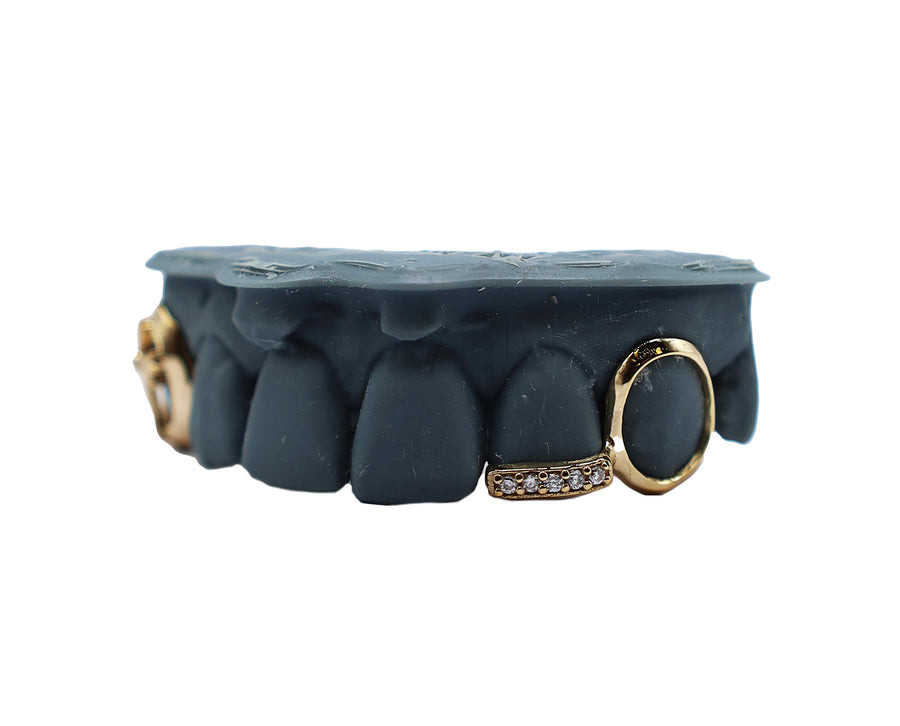 Opal Cross Open Face Fang Grillz w Floating Diamond Tip