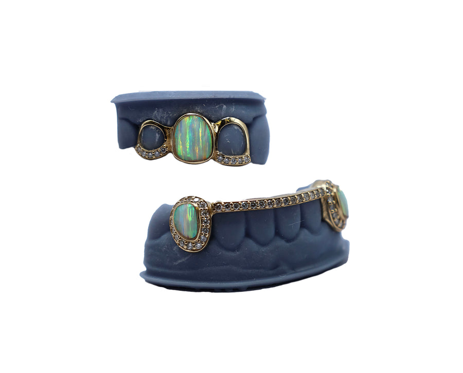 Opal and Diamond Bridge Combo w Opal Fang and Diamond Open Faces