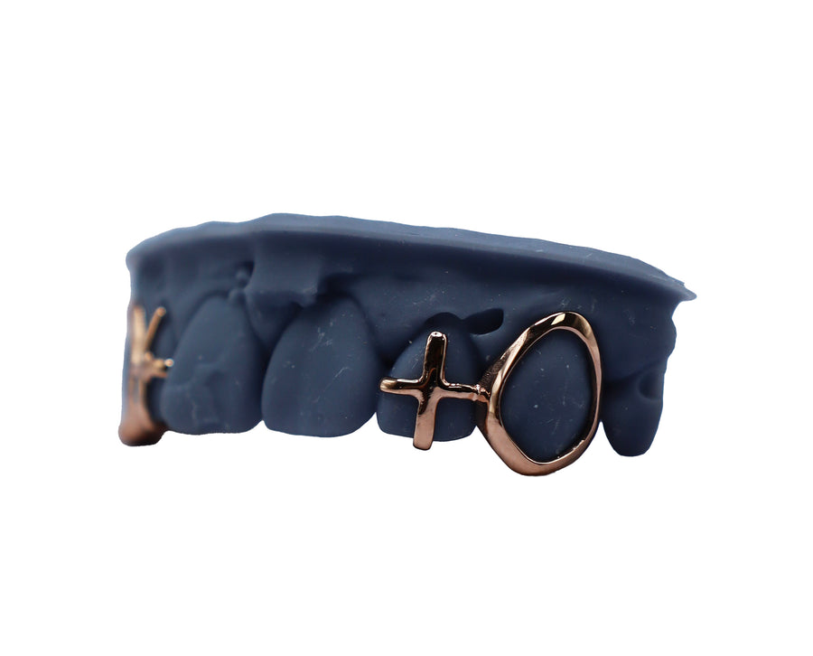 Open Face Fang Grillz w 3D Floating Cross