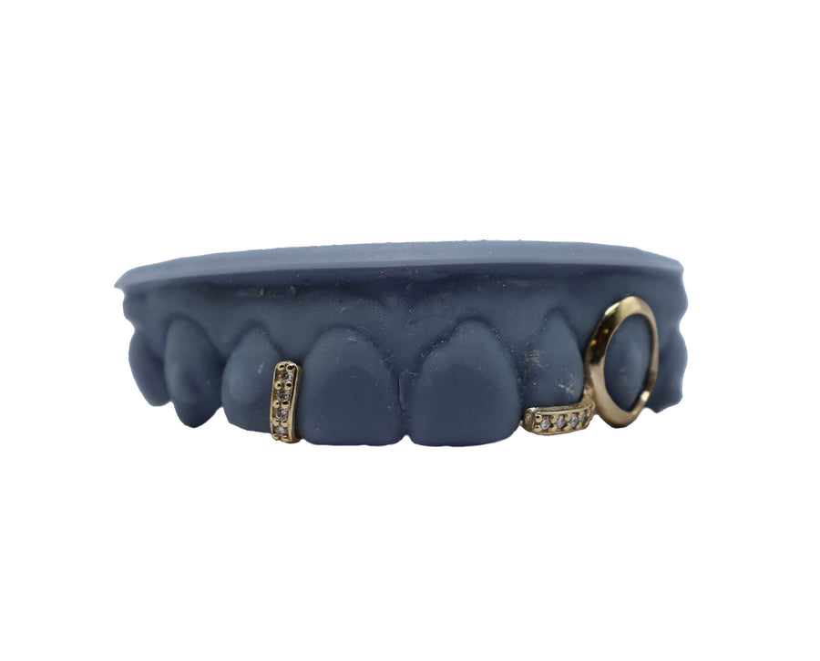 Open Face w Floating Diamond Tip and Diamond Gap Filler Grillz