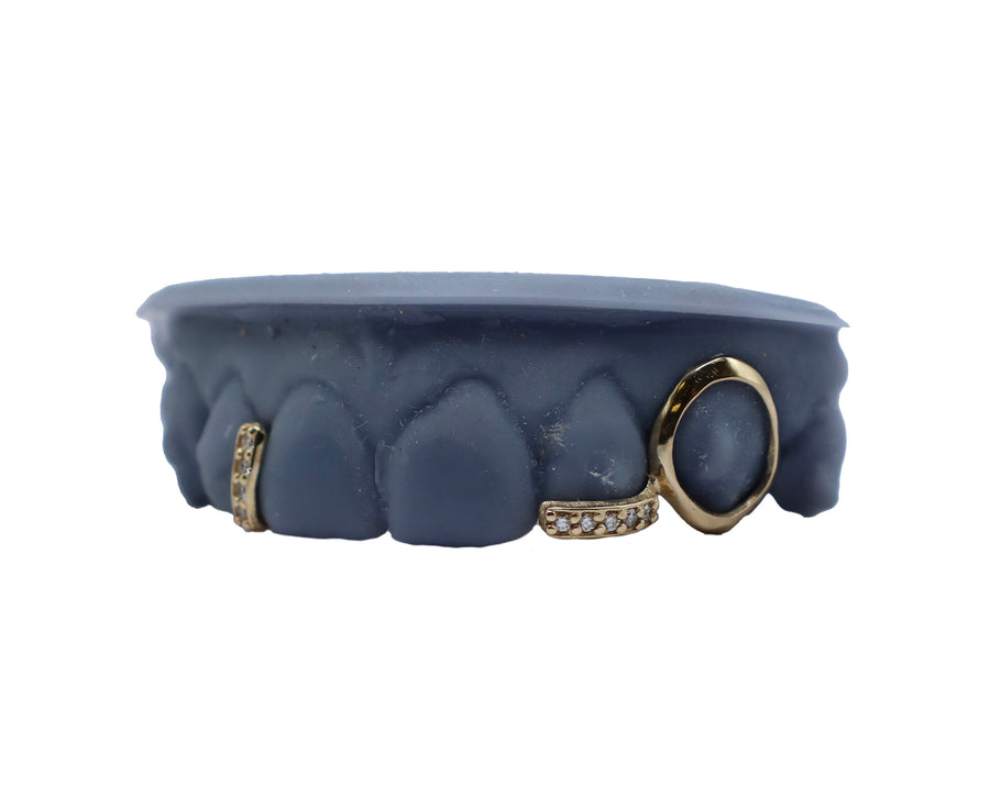 Open Face w Floating Diamond Tip and Diamond Gap Filler Grillz