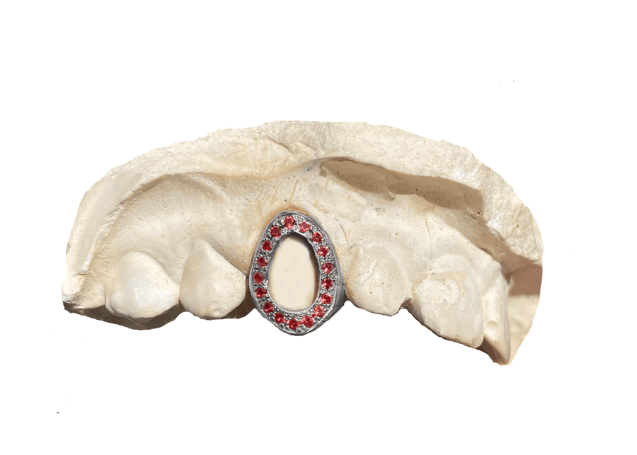 Red Ruby Open Face Grillz (14K, White Gold)