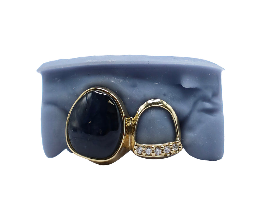Sapphire Fang Grillz w Open Face w Diamond Tip