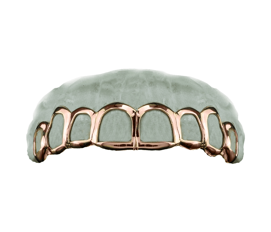 Top 8 Open Face Grillz (14K, Rose Gold)