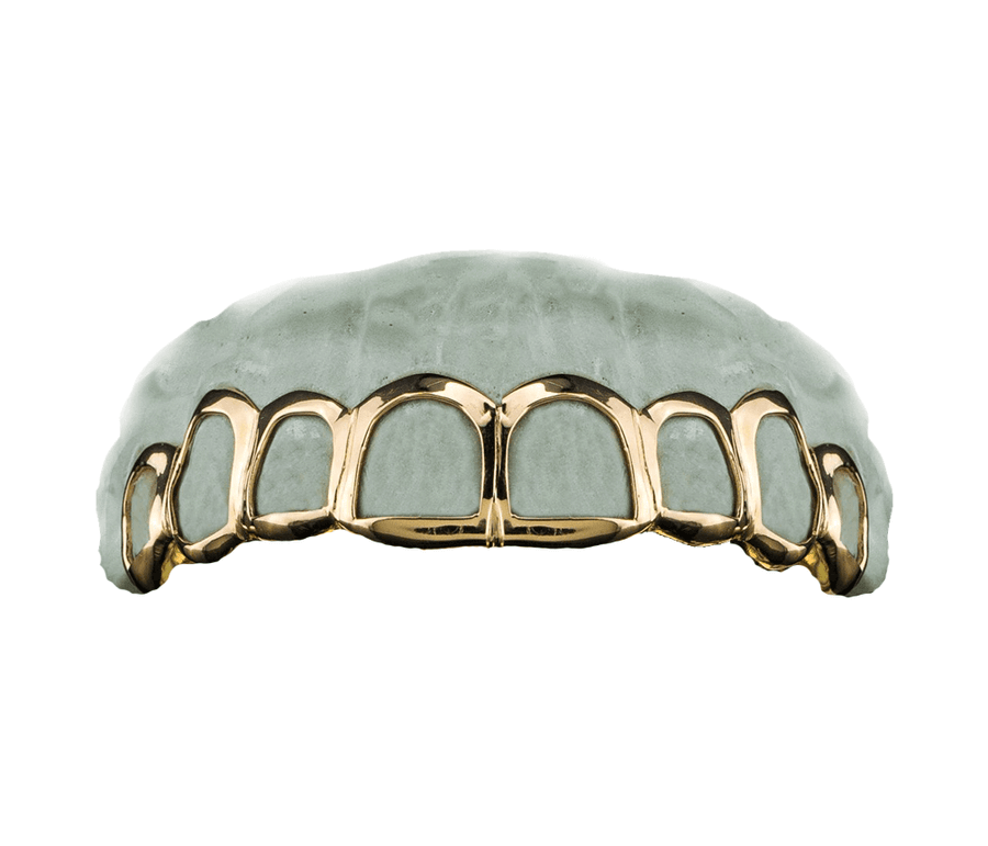 Top 8 Open Face Grillz (10K, Yellow Gold)