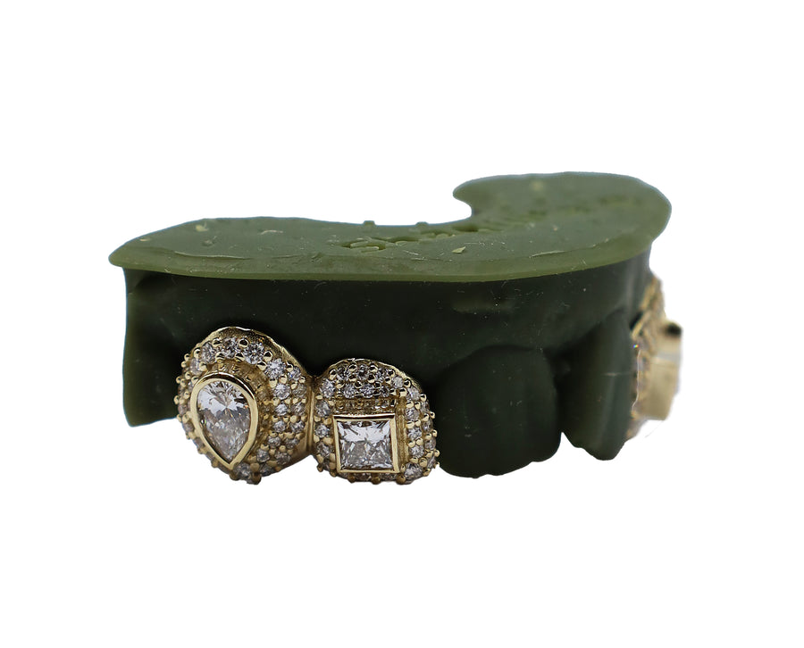 Top 4 Diamond Grillz w Pear and Princess Cut Diamonds