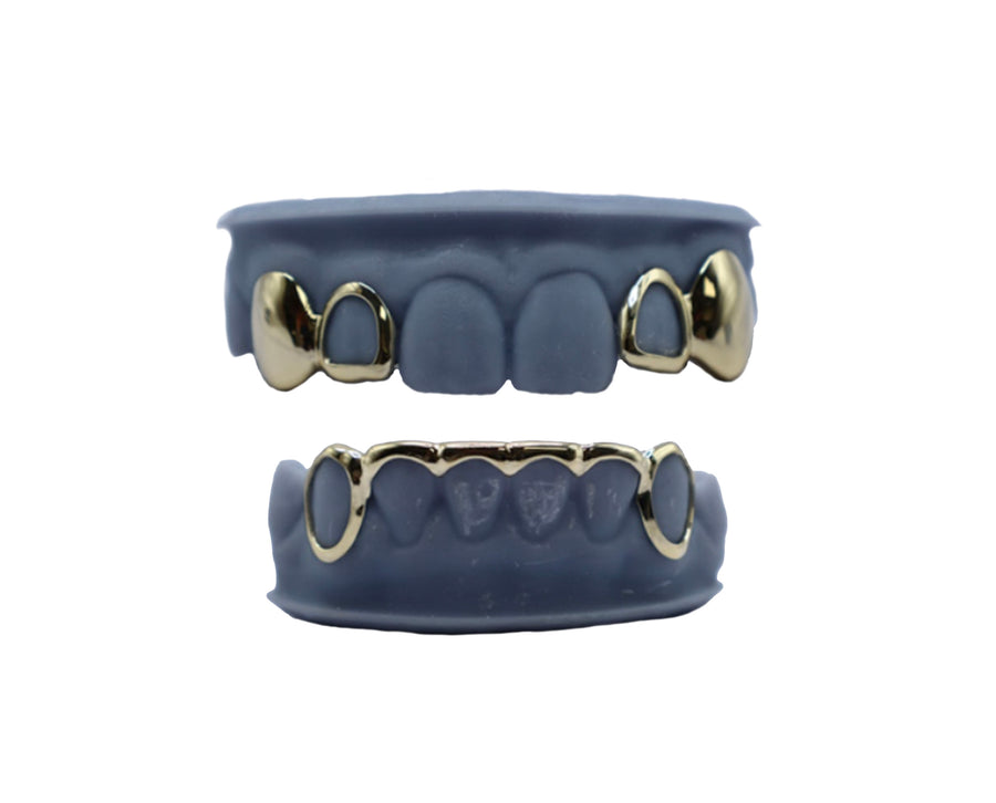 Top 4 Grillz w Open Faces and Curved Bridge