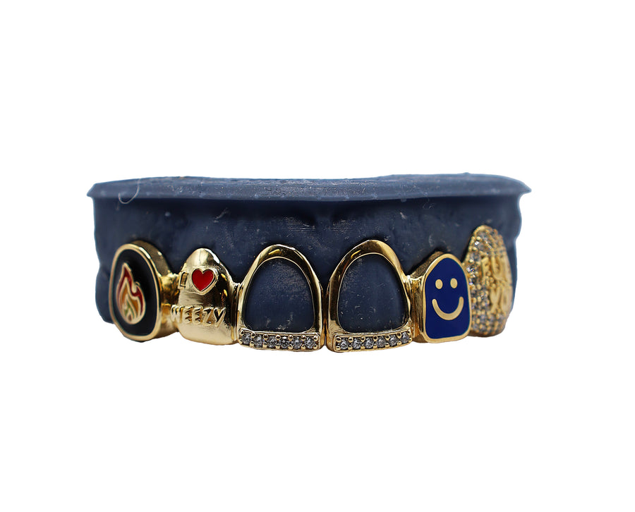 Top 6 Custom Grillz w Enamel and Diamonds