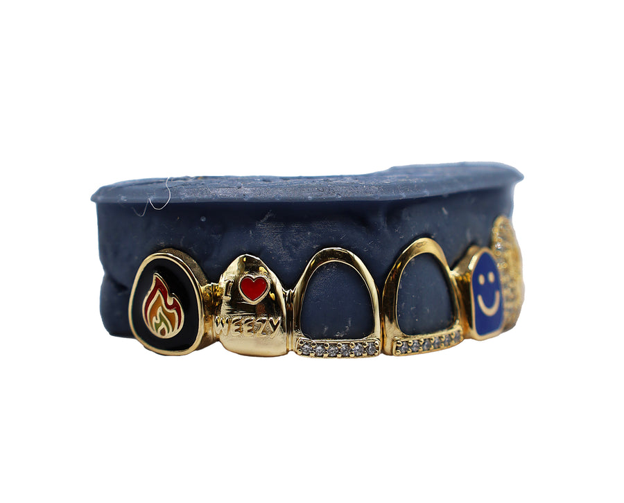 Top 6 Custom Grillz w Enamel and Diamonds