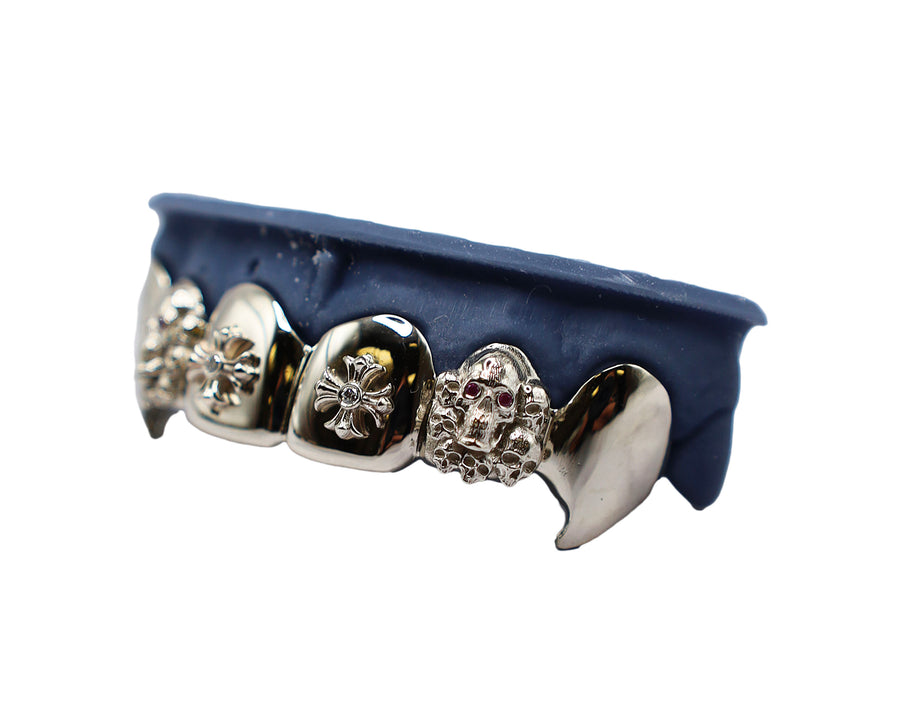 Top 6 Grillz w 3D Skulls, Crosses and Fangs Side B