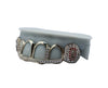 Top 6 Grillz w Diamod Bridge and Diamond Fangs w Ruby Letters Left View