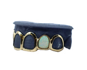 Top 6 Open Face Grillz w Opal Tooth