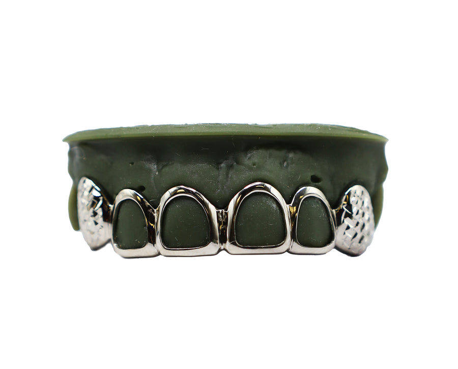 Top 6 Open Face Grillz w Solid Diamond Cut Fangs