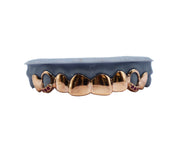 Top 8 Grillz w Open Face + Ruby Tip Fangs