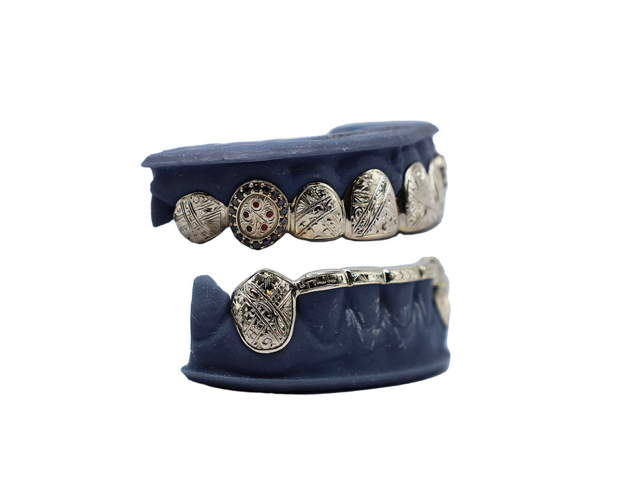 Top 8 and Bottom Bridge Hand Engraved Grillz Combo