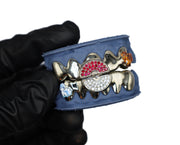 Top and Bottom Ruby and Diamond Pokemon Grillz w Enamel Fangs